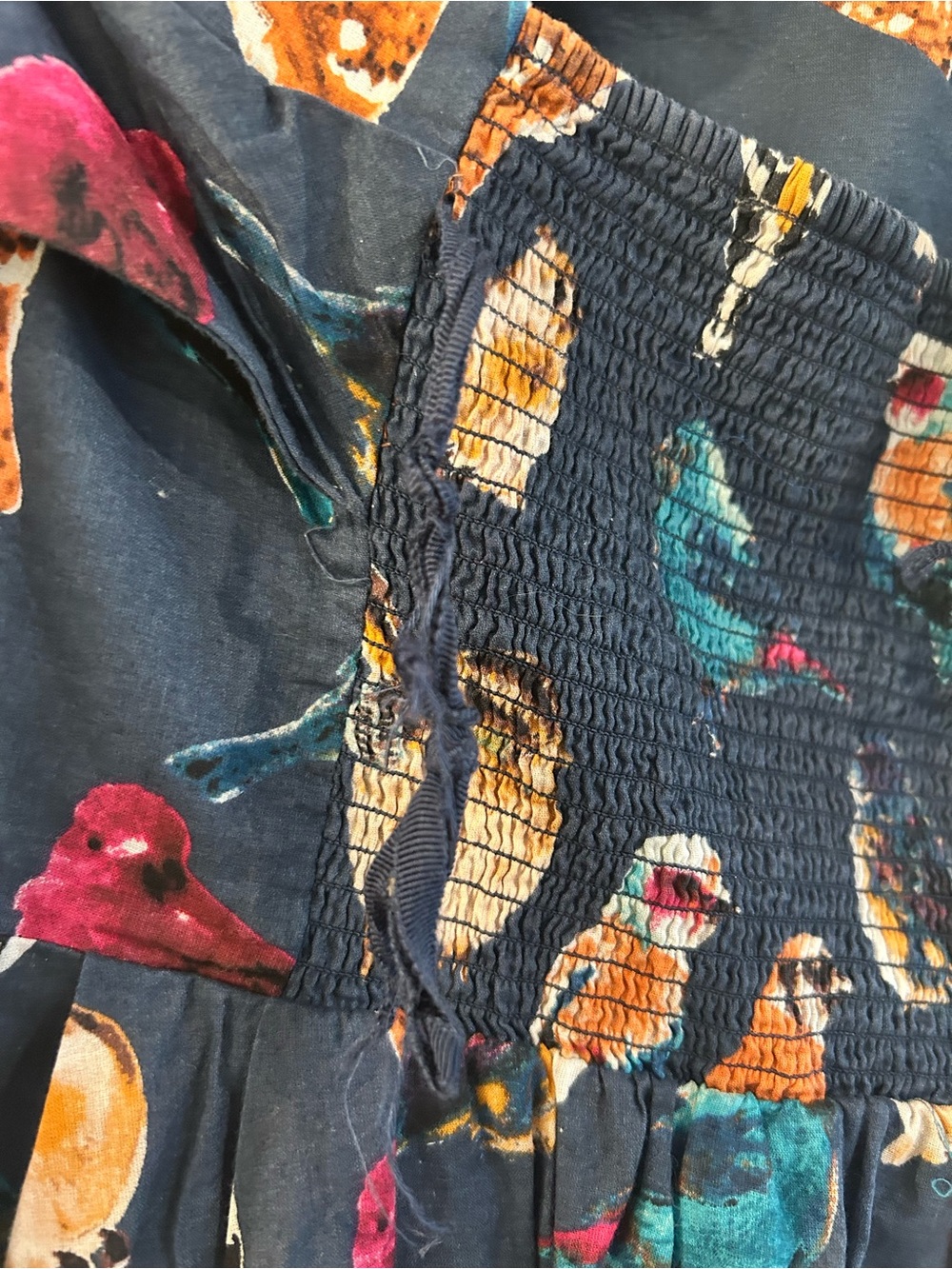 Maeve Native Birds Dress Blue Brown Size 4 - Picture 10 of 16